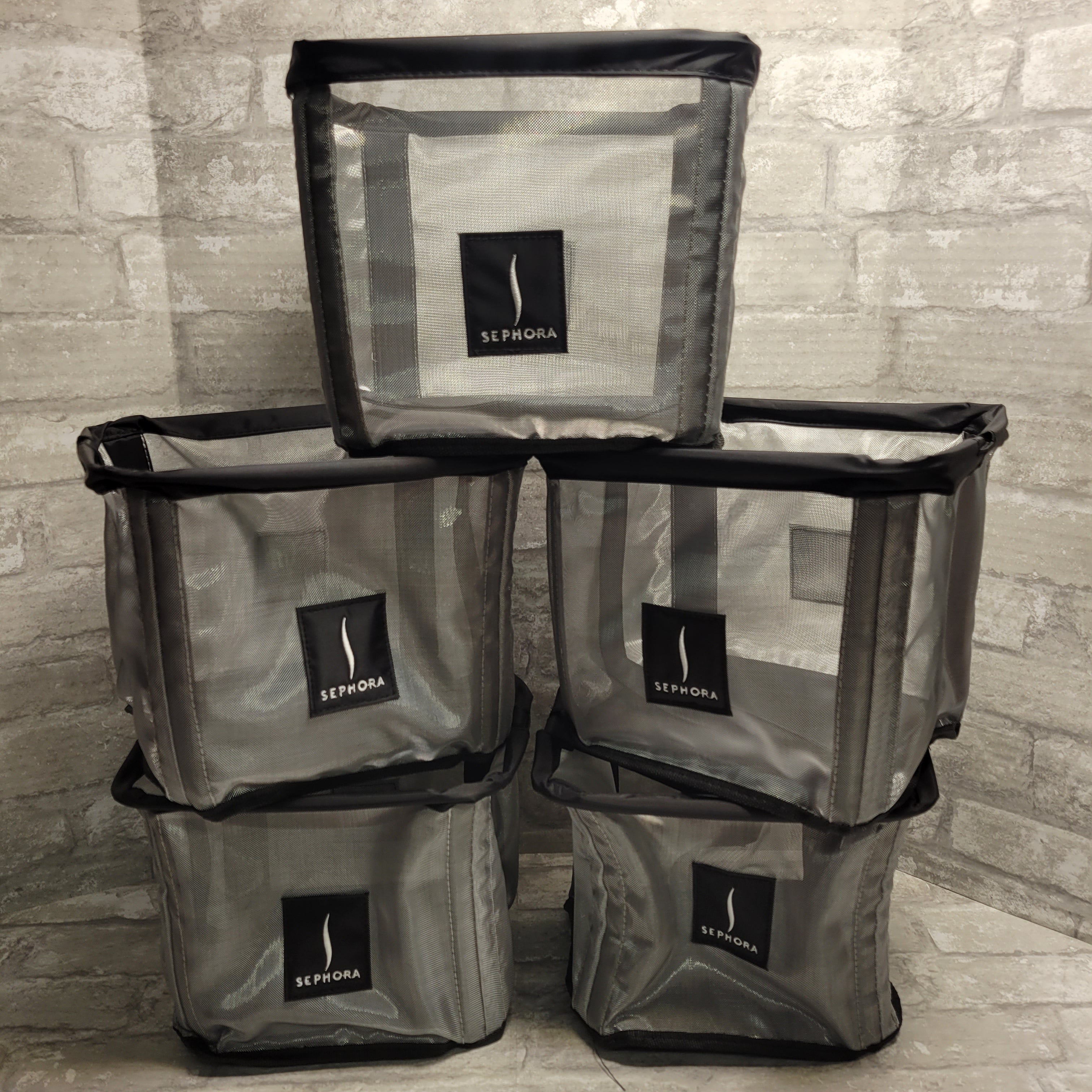 SEPHORA Shopping Basket Cart Black Grey Metal Mesh Bags 7" x 7" x 8", Lot of 5 (8055883628782)